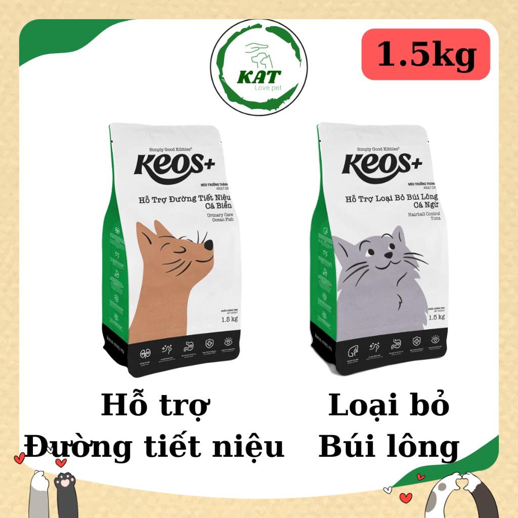 [1.5kg] Hạt thức ăn cho mèo trưởng thành KEOS - Loại bỏ búi lông, hỗ trợ tiết niệu - KAT Love Pet