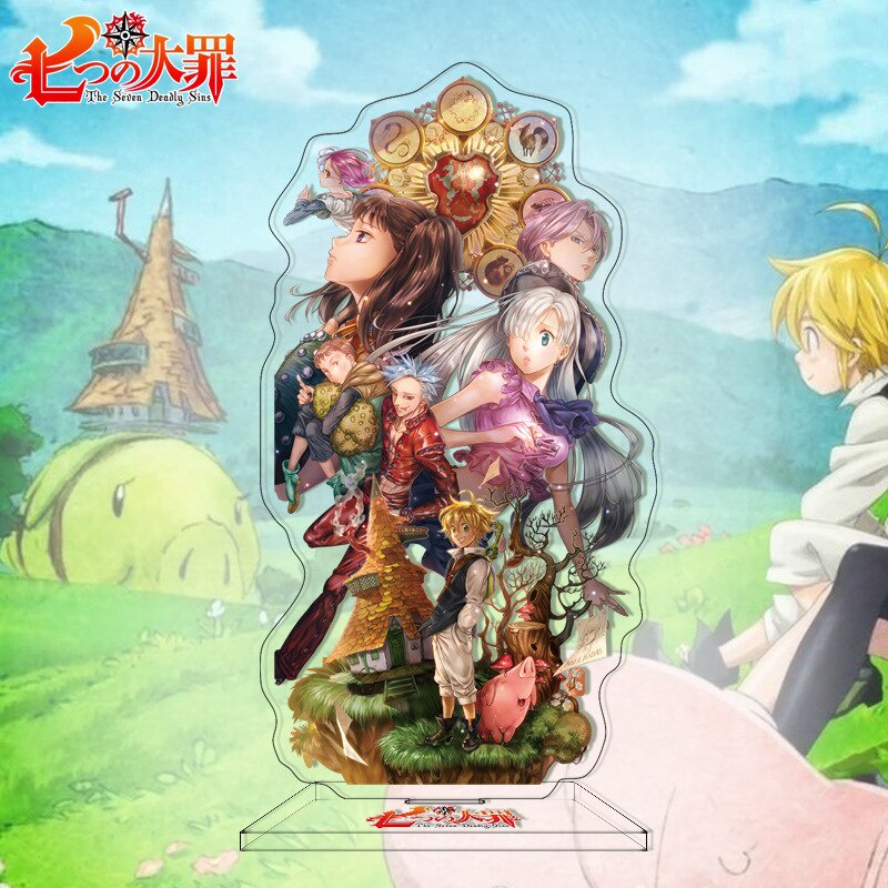 Mô hình Standee Anime The Seven Deadly Sins Thất hình đại tội Meliodas Elizabeth Diane Ban Gowther Phụ kiện trang trí