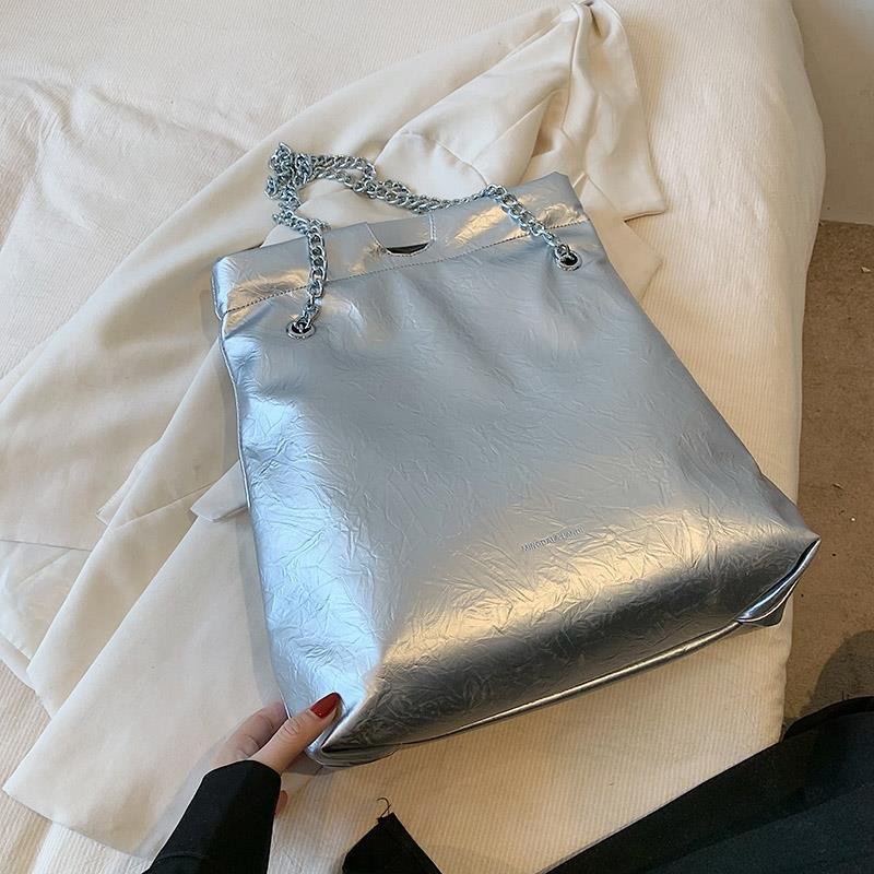 Túi Xách Da pu Cỡ Lớn Phối Dây Xích Thời Trang 2023 Cho Nữ