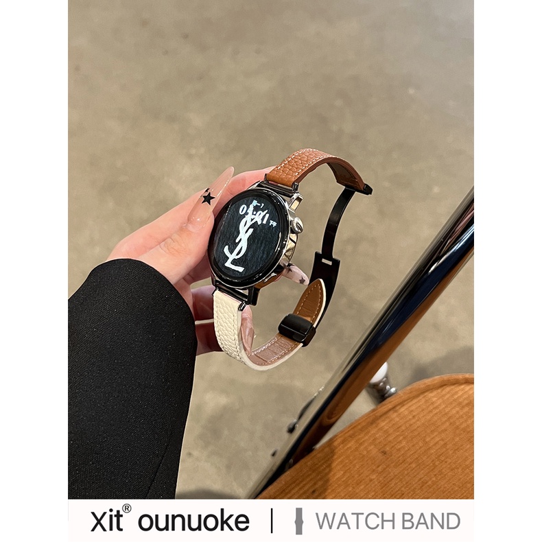 Dây Đeo Bằng Da Thanh Lịch Cho Đồng Hồ samsung galaxy watch 2 3 4 5 6 series 40mm 44mm 45mm 43mm 47mm galaxy watch active 2 huawei gt 2 3 pro