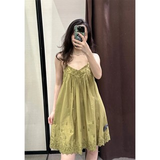 Zara Đầm Hai Dây Cổ Chữ v Dáng Rộng Thêu Họa Tiết Thời Trang Mùa Hè 2023 Cho Nữ 7200133 506