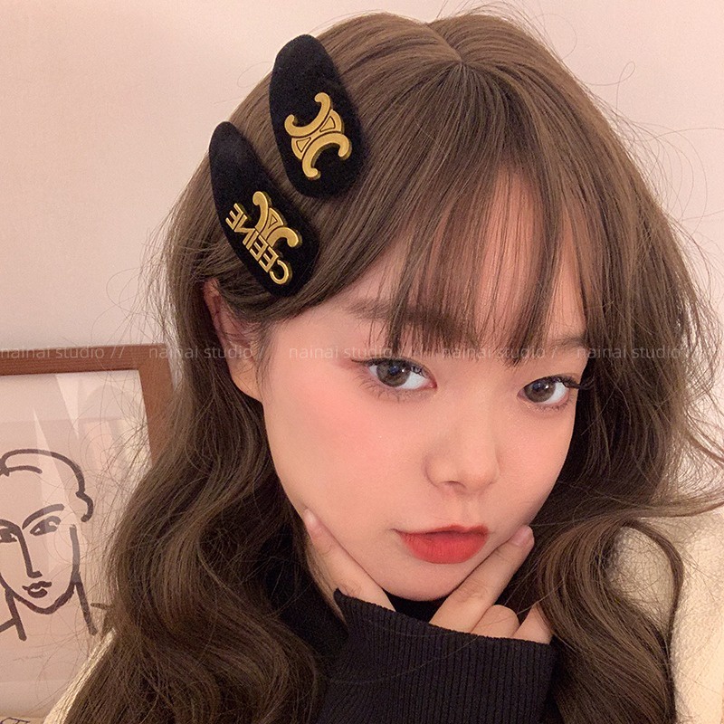 Mh Kẹp Tóc bb Màu Đen Chất Nhung Phong Cách retro Thời Trang Cho Nữ 2023