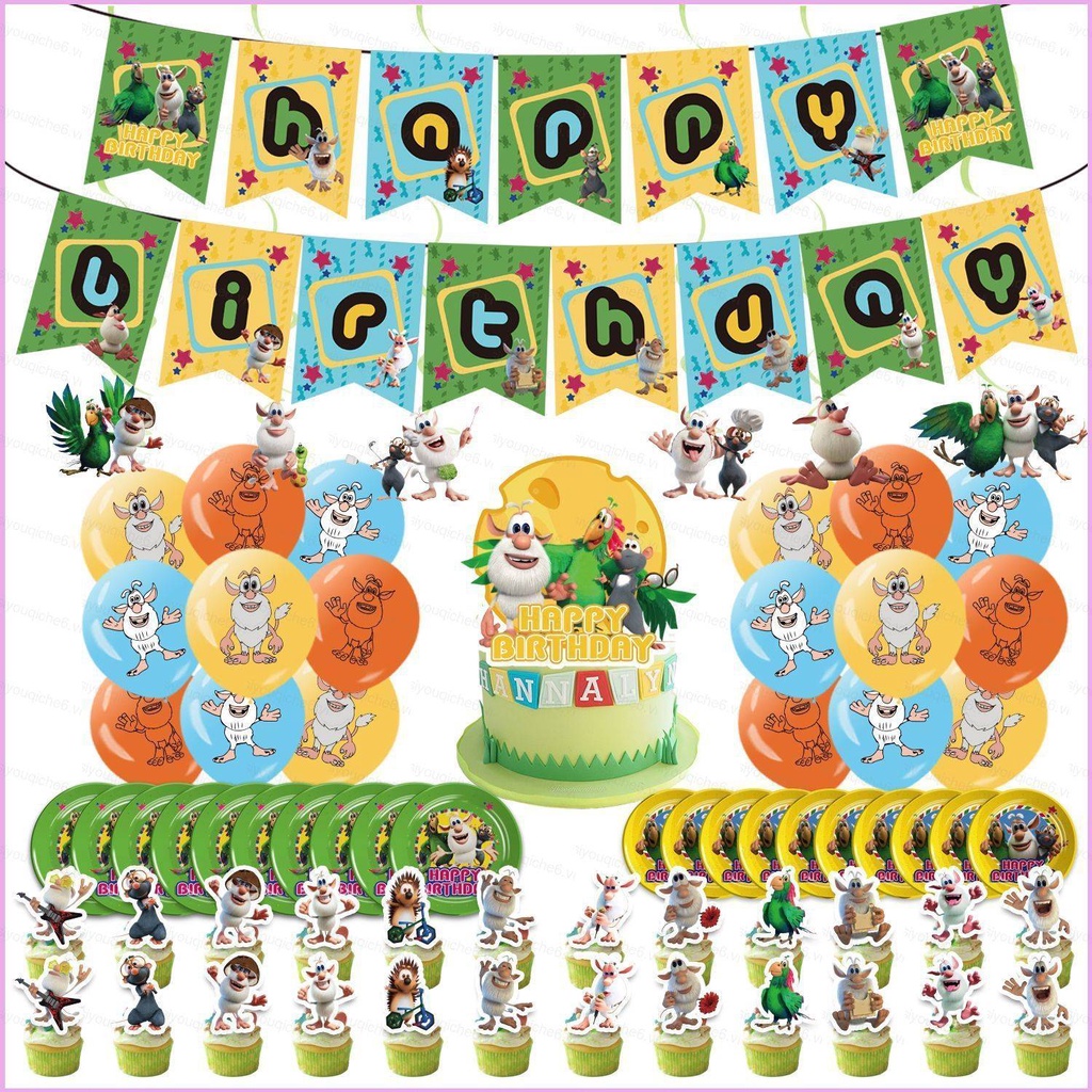 Set Bong Bóng + Que Cắm Trang Trí Tiệc Sinh Nhật Chủ Đề Phiêu Lưu booba Cho Bé xz