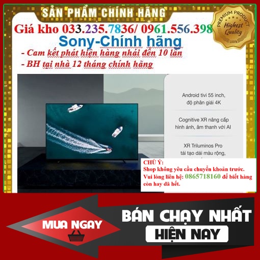 *sale* Smart Tivi OLED Sony 55 Inch 4K XR-55A80J &lt; Chính hãng BH:24 tháng tại nhà toàn quốc &gt; - Mới 100%