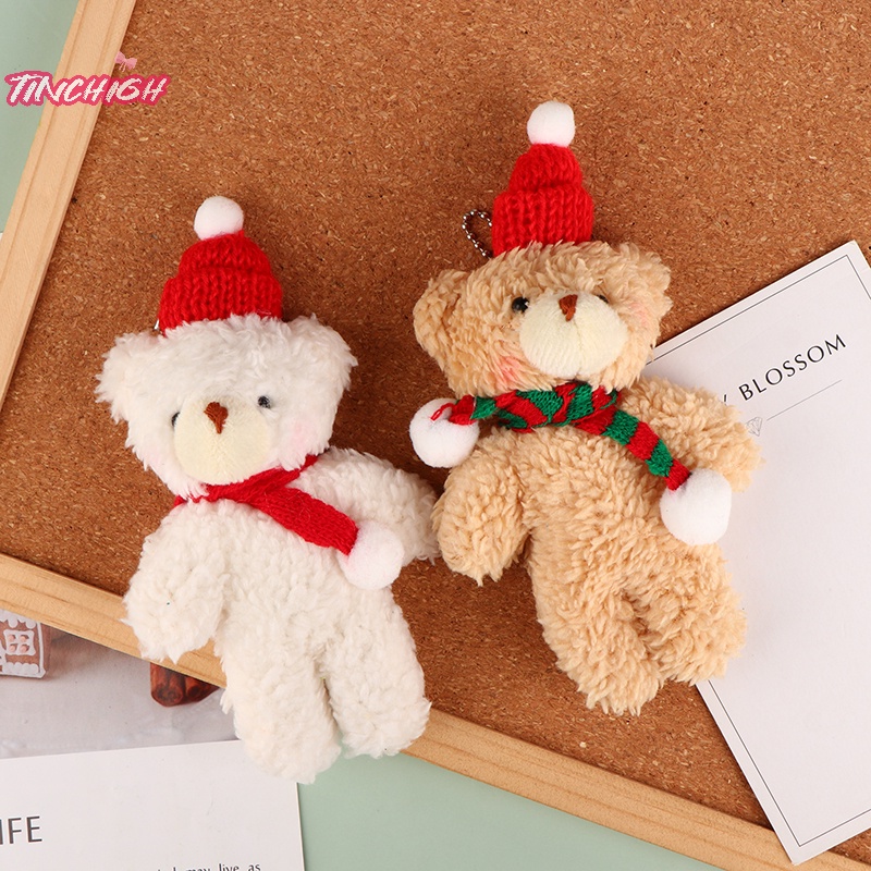 Móc Khóa Gấu Bông Giáng Sinh Dễ Thương Dệt Kim Mũ Khăn Choàng Dài Trang Trí Ba Lô