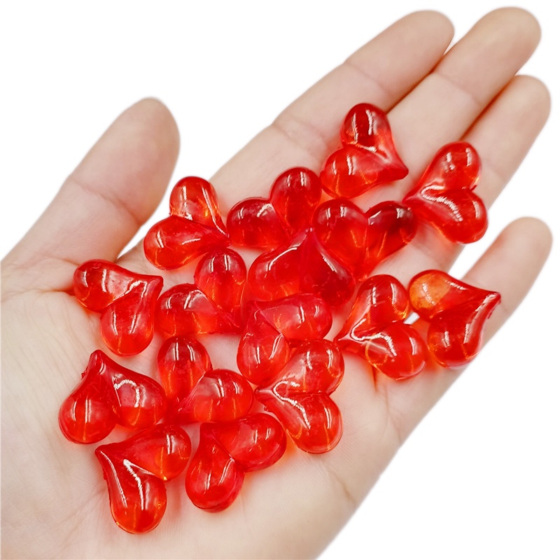 Set 10 Hạt Xỏ acrylic Trong Suốt Hình Trái Tim Nhiều Màu Kích Thước 17mm * 22mm Dùng Làm Trang Sức diy
