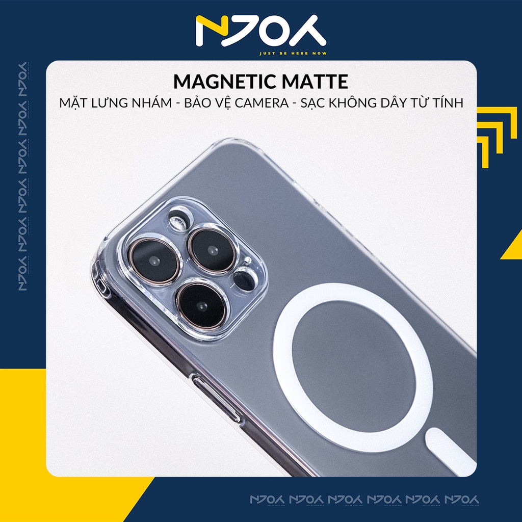 Ốp Hỗ Trợ Sạc Không Dây Từ Tính Lưng Nhám Chống Vân Tay Bảo Vệ Camera Cho Điện Thoại iPhone 15 14 13 12 Pro Max Njoyshop