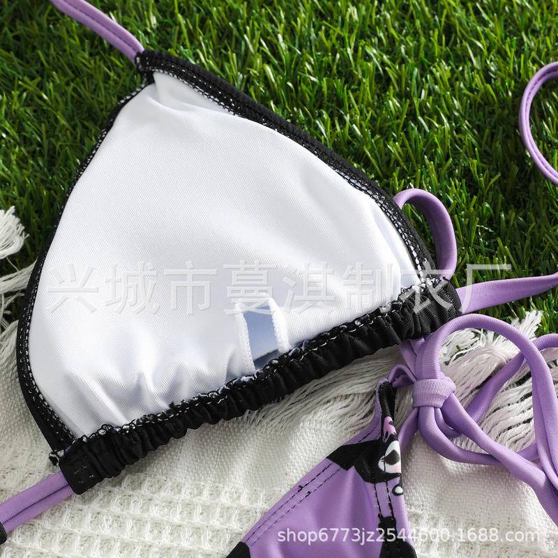 Kuromi Bộ bikini Màu Tím Phong Cách Thời Trang Kỳ Nghỉ 2023 Dành Cho Nữ