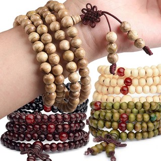Chuỗi 108 hạt phật giáo bằng gỗ đàn hương tự nhiên