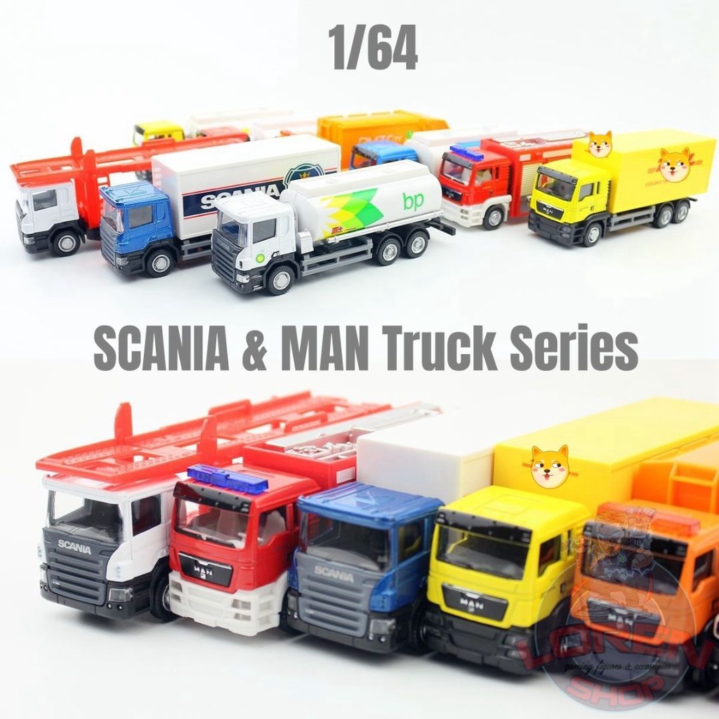 Mô hình ô tô tải kim loại tỷ lệ 1:64, xe chở hàng bằng sắt chạy cót - Lorenshop