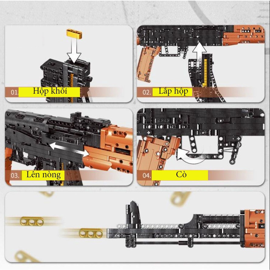 Mẫu Đồ Chơi Lắp Ráp Mô Hình Súng AK47 Trong Game PUBG CSGO FREE FIRE Lửa Chùa XB24006 Với 1393+ Mảnh Ghép đẹp