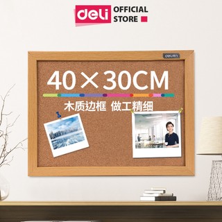 Bảng Ghim Gỗ Bần DELI Viền Gỗ Treo Ảnh Trang Trí, Bảng Thông Tin Văn Phòng, Công Sở