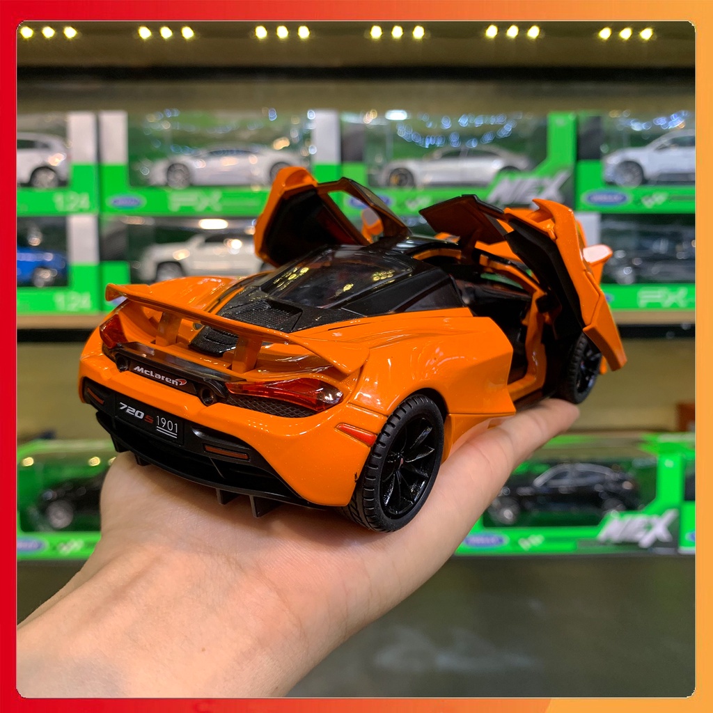 Giá rẻ Mô hình xe Mclaren 720S tỉ lệ 1:24 JINLIFANG sập sàn hộp bí ấn, tặng ô tô