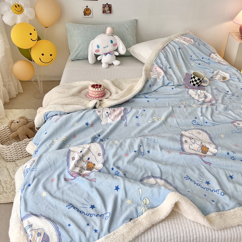 1 Chăn Lông Cừu Chống Tĩnh Điện Đa Năng Có Khóa Kéo In Hoạt Hình kuromi Dễ Thương
