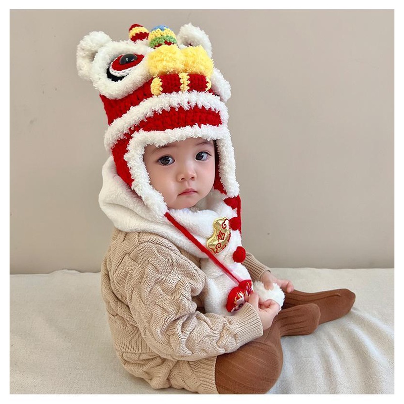 Mũ Len Thủ Công Hình Đầu Hổ Phong Cách Trung Hoa Mừng Năm Mới Cho Mẹ Và Bé