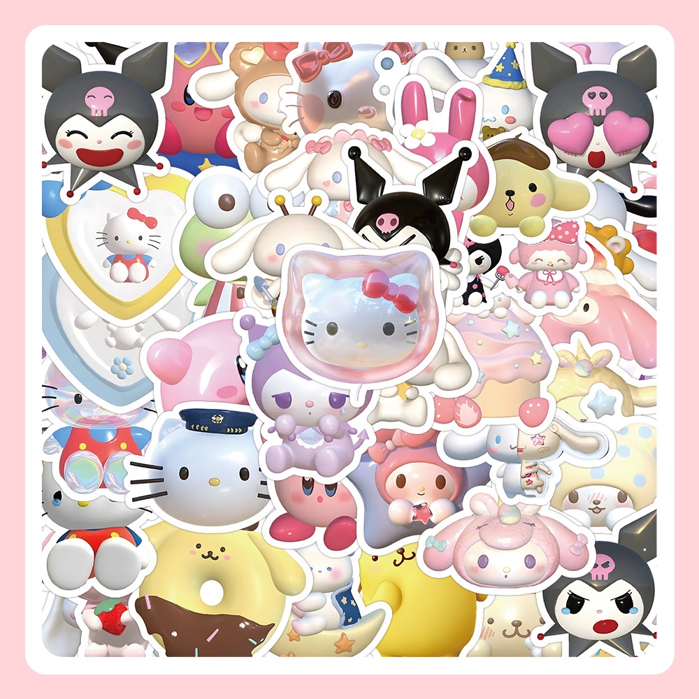 Sanrio Bộ 100 sticker 3d Chống Thấm Nước Xinh Xắn