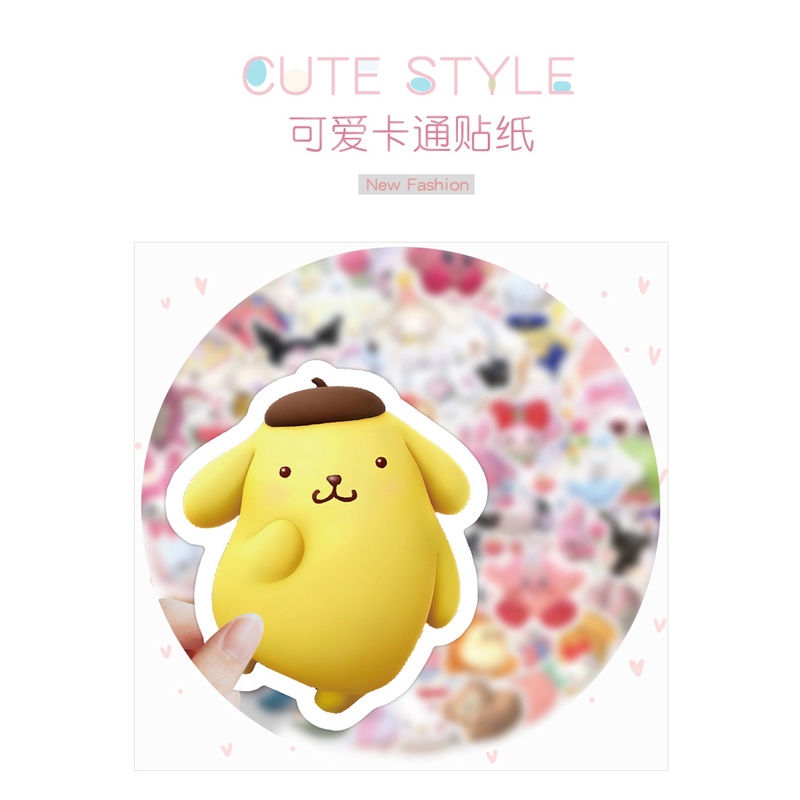 Sanrio Bộ 100 sticker 3d Chống Thấm Nước Xinh Xắn