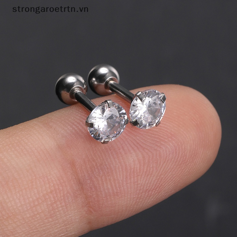 1 Đôi Khuyên Tai Đính Đá zircon Đơn Giản Bằng Thép Không Gỉ Thời Trang Dự Tiệc Cho Nữ