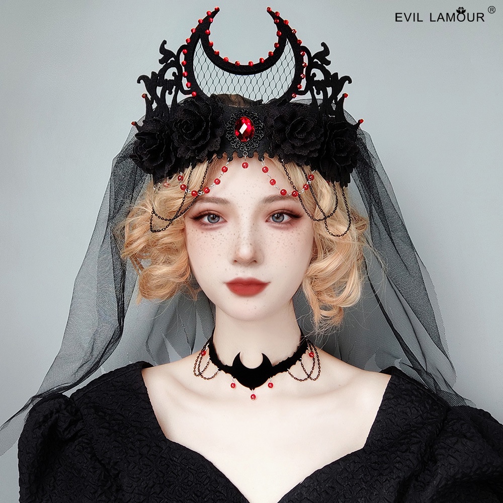 Vòng Hoa Đen Đội Đầu Hóa Trang Phù Thủy Cho Lễ halloween