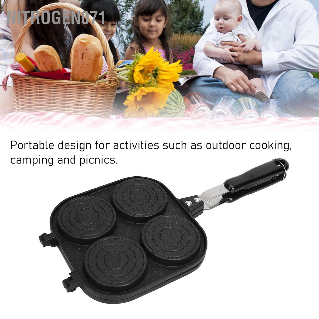 Nitrogen071 Hai Mặt Tỳ Hưu Chảo Chống Dính Hợp Kim Nhôm Đa Năng 2 Sandwich Cho Bánh Mì Trứng