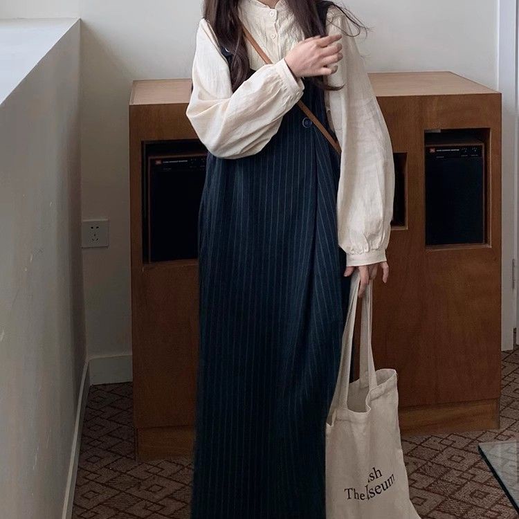 Set Áo Khoác denim Và Đầm Hai Dây Phong Cách Mới Mùa Xuân Thu Cho Nữ