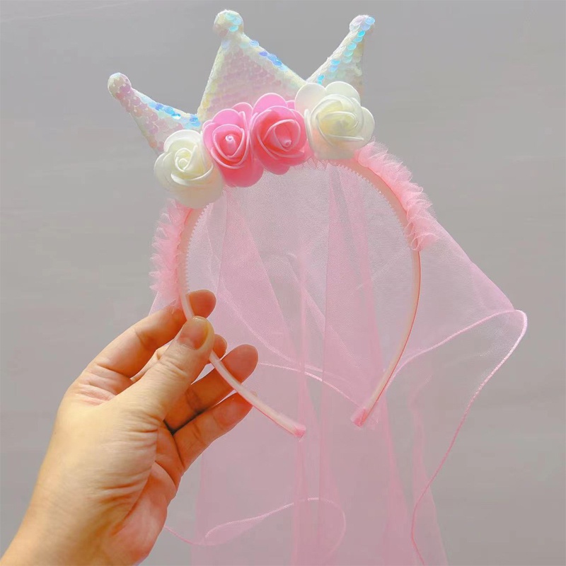 Cài Tóc Hình Vương Miện Công Chúa Đính Kim Sa Lấp Lánh Cho Bé Gái