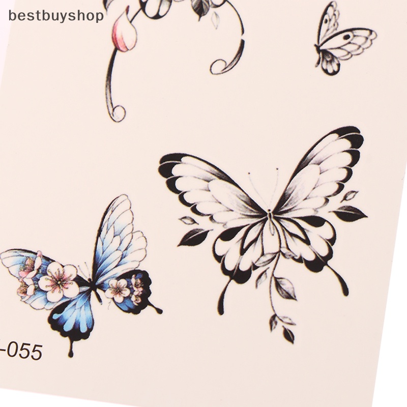1 Tấm Hình Xăm Dán Tạm Thời Hình Hoa Bướm 3d Chống Nước Mới