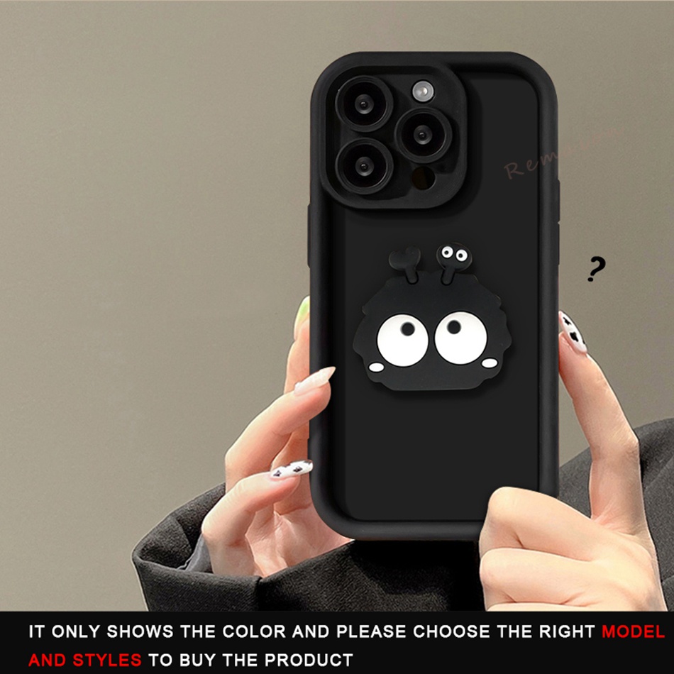 Ôp Điện Thoại Silicon Dẻo Màu Đen 3d Dễ Thương Cho iphone 11 12 13 14 15 pro max 11pro 12pro x xr xs max 7 8 plus se 2020 Ốp