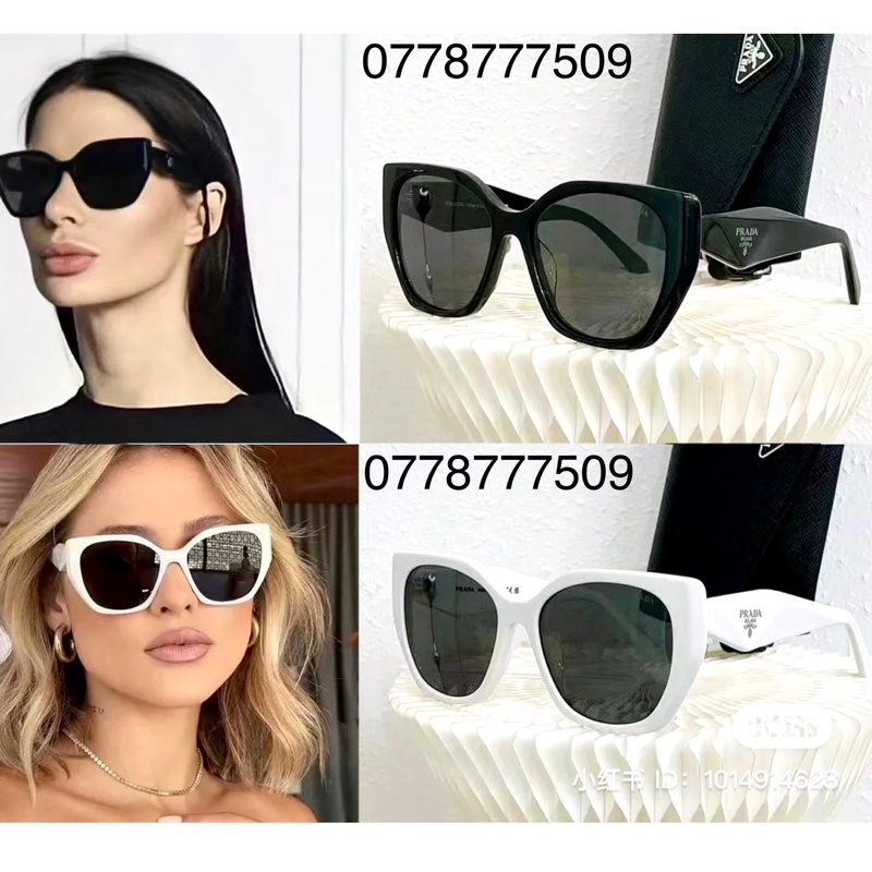 Kính Hiệu Vuông Xếch Mèo Góc Cạnh !!Pra!da!! Hot Đen Trắng