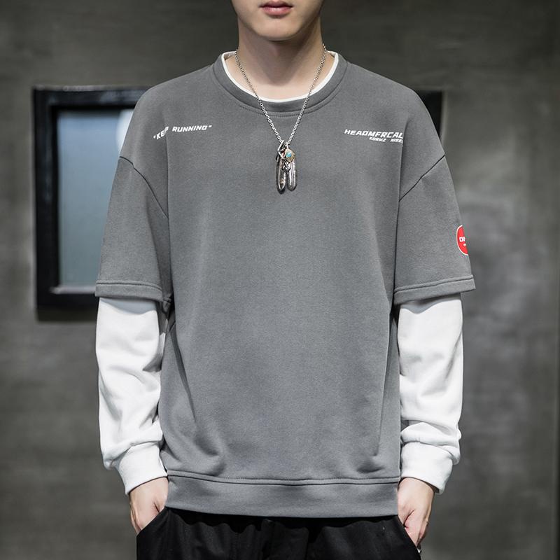 Áo Thun Tay Dài Giả Hai Lớp Cổ Tròn In Chữ Thời Trang Mùa Thu Cho Nam size m-4xl