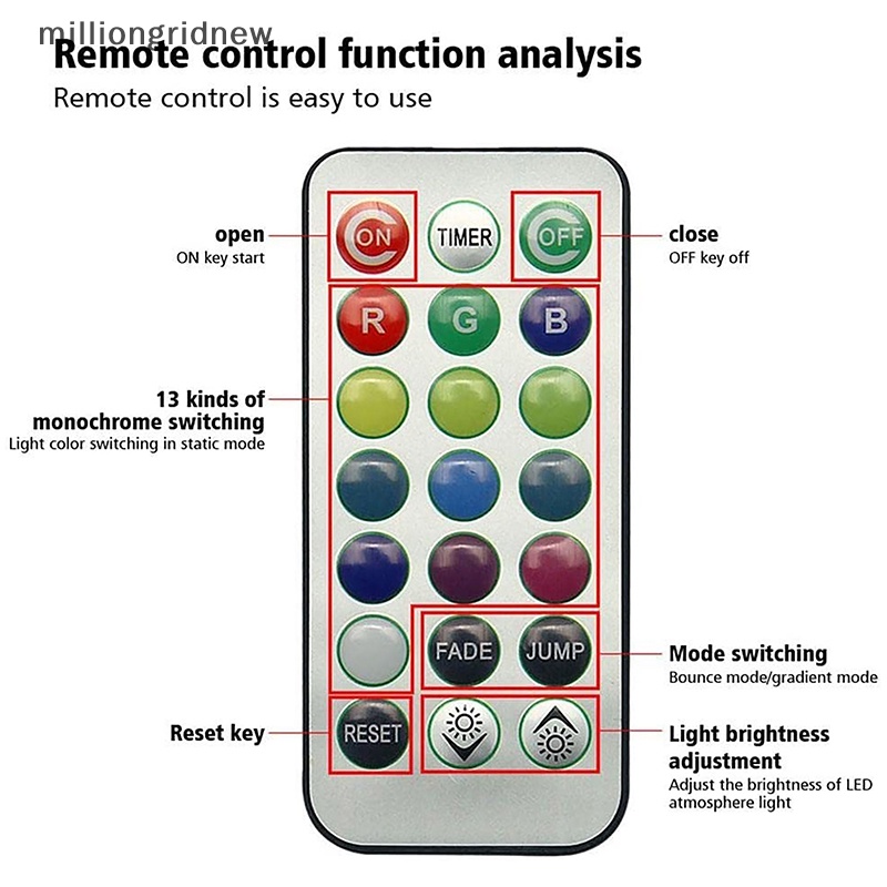 Đèn led Không Dây Tự Dính Trang Trí Nội Thất Xe Hơi Có Điều Khiển Từ Xa mgn