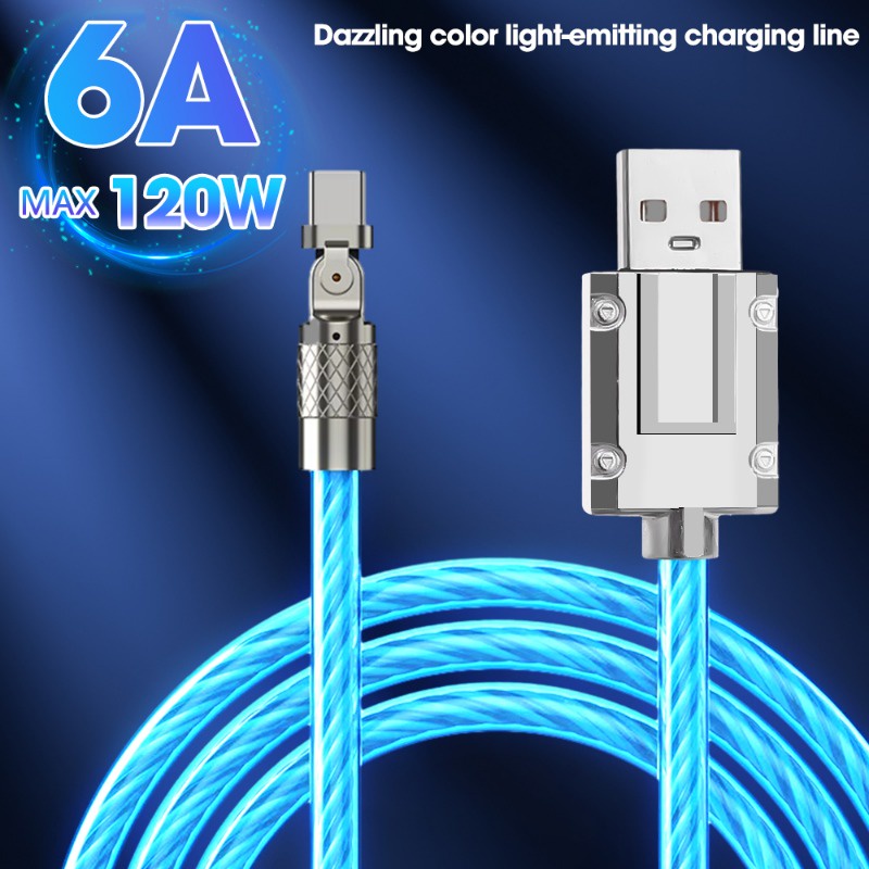 Cáp Sạc Nhanh usb c 120w 6a 1m / 2m 180 Nhiều Màu Sắc° Dây Cáp Sạc Nhanh / Truyền Dữ Liệu Đầu usb Sang type c