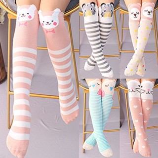  Set 1   2   4 Đôi Vớ cotton Cao Tới Gối Hình Động Vật Dễ Thương Cho Bé 3-12 Tuổi 