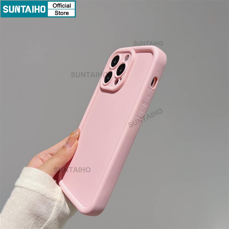 Suntaiho ốp lưng iphone đẹp màu hồng Ốp Điện Thoại silicone Mềm Nhám Màu Trơn Chống Sốc Cho iphone 15 14 12 13 11 pro max ip 7 8 plus iphon x xs xr xs max