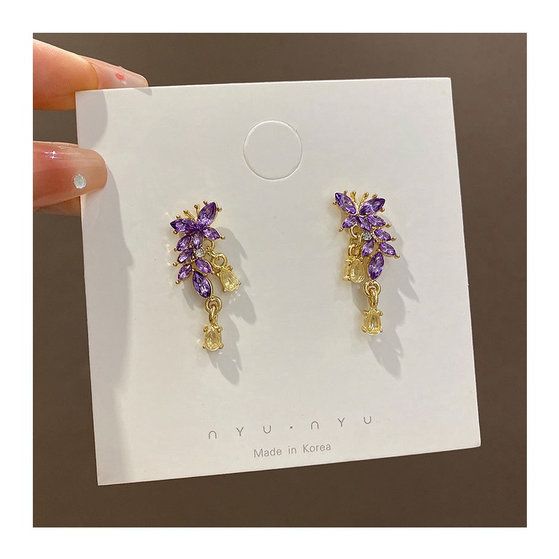 Bông Tai Mạ Bạc 925 Hình Bướm Đính Kim Cương Lấp Lánh Sang Trọng