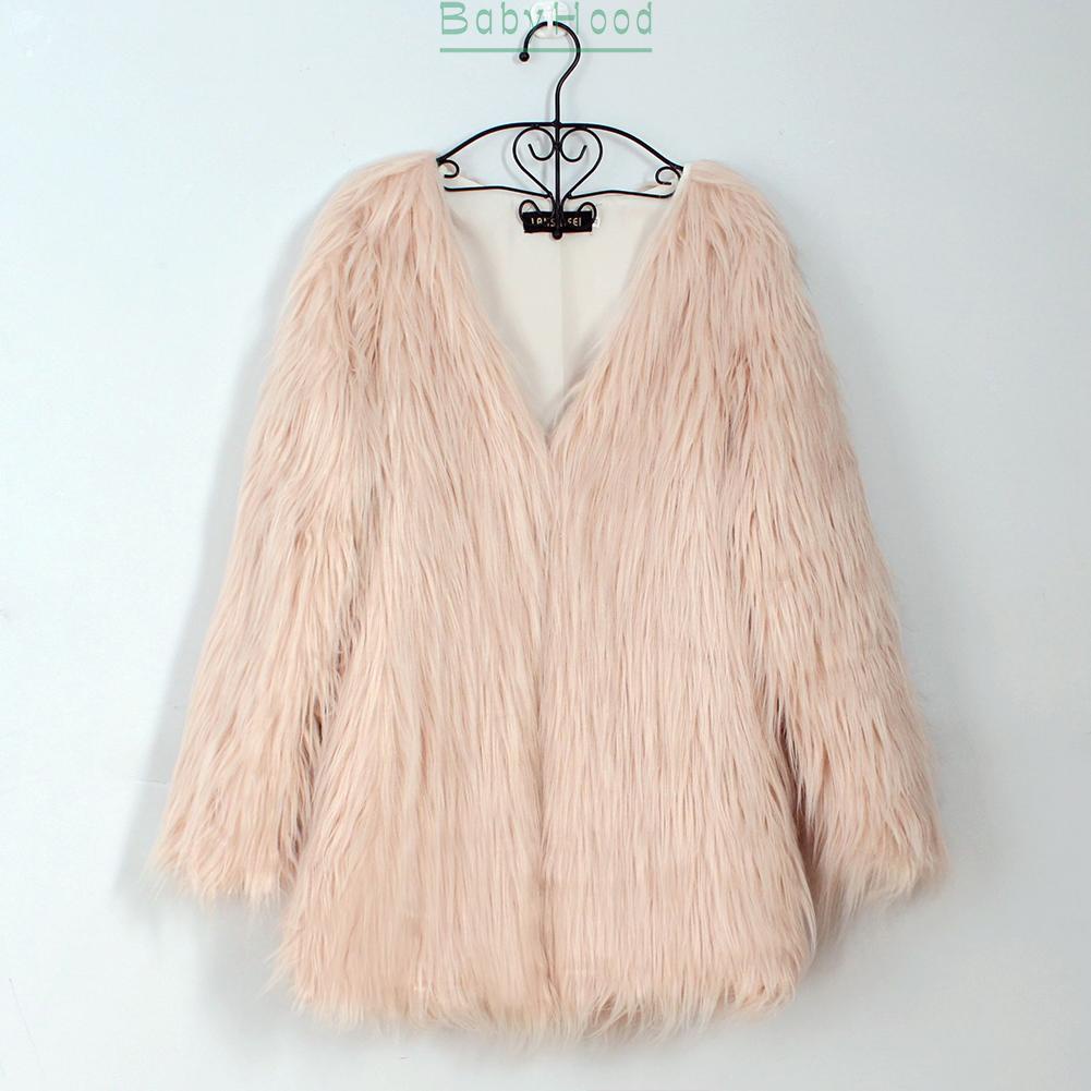 Women Faux Fur V-Neck Shaggy Jacket Winter Cropped Coat Warm Outwear Cardigan#BBHOOD
