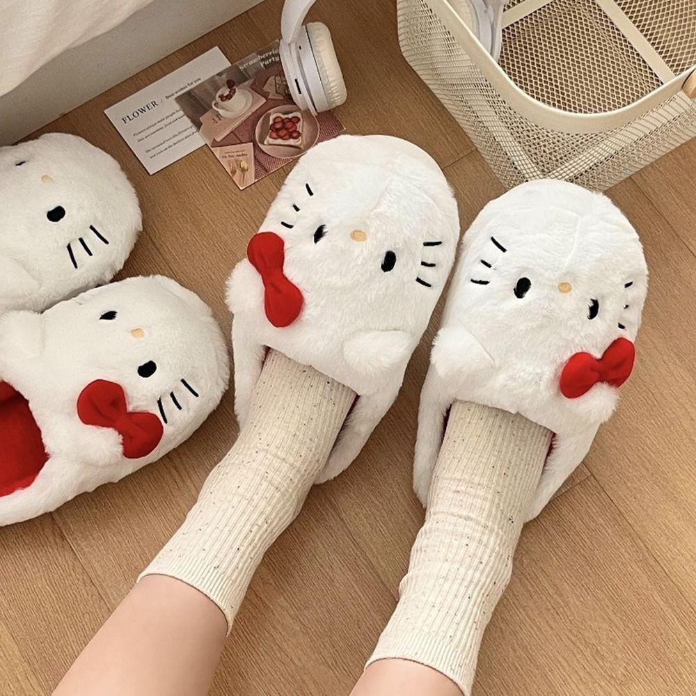 Dép Bông Đi Trong Nhà Hình Mèo kitty Mềm Mại Chống Trượt