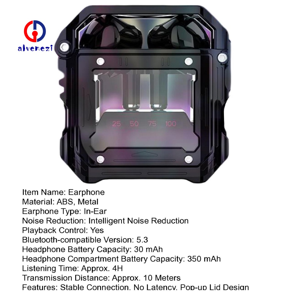 Alvenezi 1 set Tai Nghe Không Dây jx50 hifi Có Nắp Bật Chống Nhiễu Âm Thanh Không Dây bluetooth 53