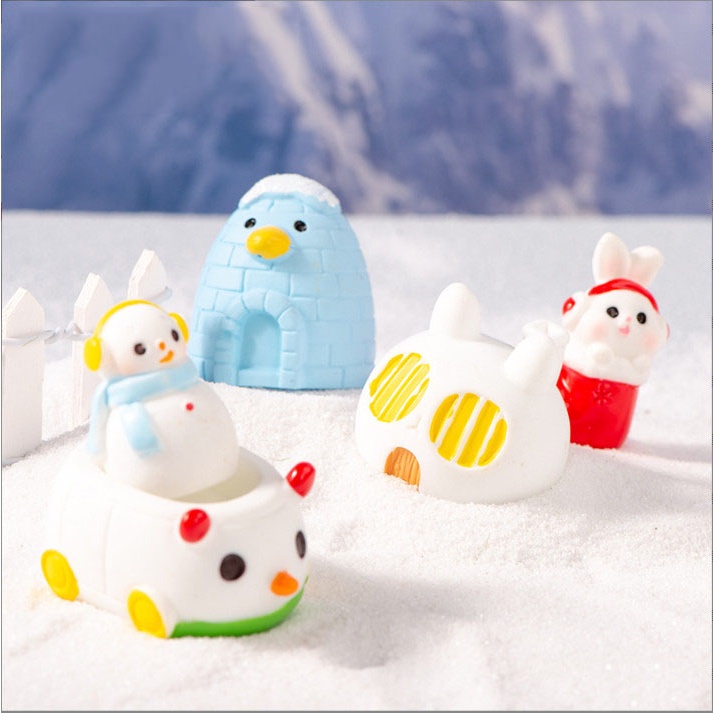 Tượng ông già Noel, người tuyết dễ thương decor terrarium giáng sinh, trang trí bàn V2