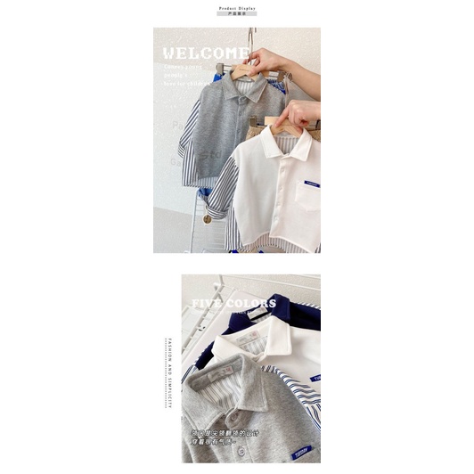 Áo Sơ Mi Tay Dài Họa Tiết Kẻ Sọc Thời Trang Hàn Quốc Mới 2023 Dành Cho Bé Trai