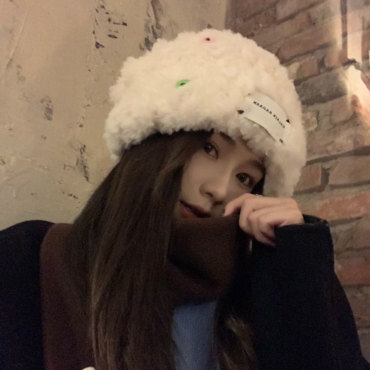 Plus Mũ bucket Dệt Kim Phối Lông Nhung Phong Cách Thời Trang Hàn Quốc