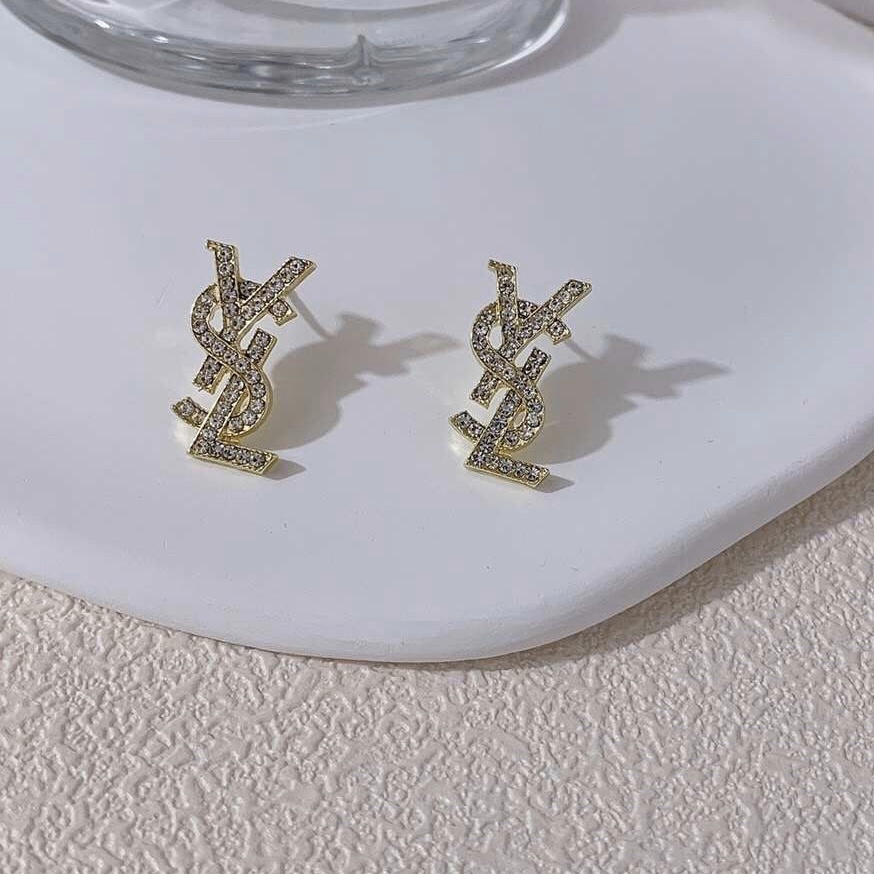 Khuyên Tai ysl Bằng Thép Titan Đơn Giản Thanh Lịch / Cá Nhân / Tinh Tế Cho Nữ