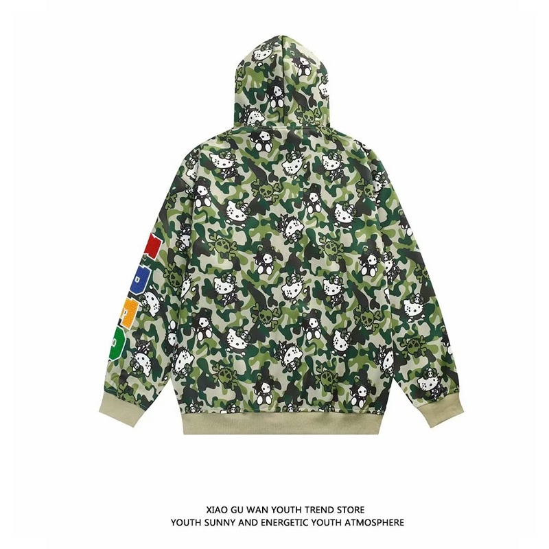 Áo Hoodie Dáng Rộng In Họa Tiết Mèo Rằn Ri Phong Cách Đường Phố Mỹ Thời Trang Xuân Thu Cho Nam