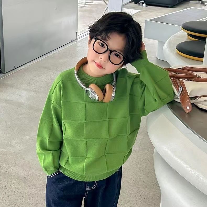 Áo Sweater Họa Tiết Kẻ Ô Phong Cách Mới Thời Trang Xuân Thu 2023 Dành Cho Bé Trai