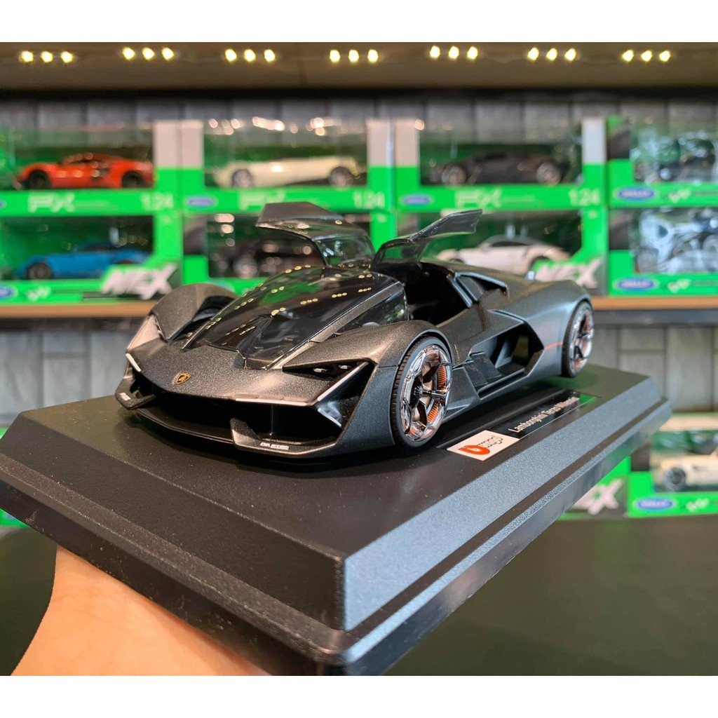 Giá rẻ Mô hình ô tô siêu xe Lamborghini Terzo Millennio tỉ lệ 1:24 hãng Burago màu đen tặng ô tô