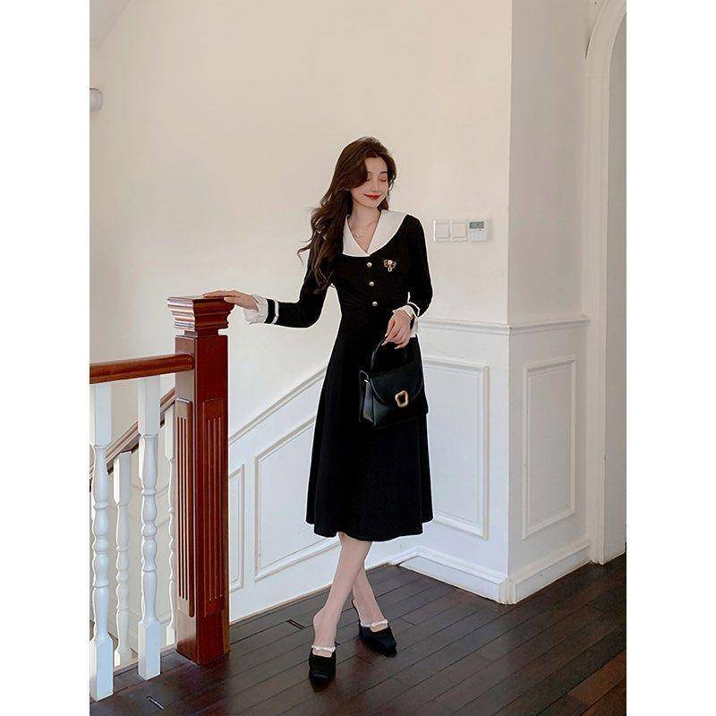 Đầm Dài Tay Dáng Chữ a Phong Cách retro Hàn Quốc Thời Trang Thu Đông