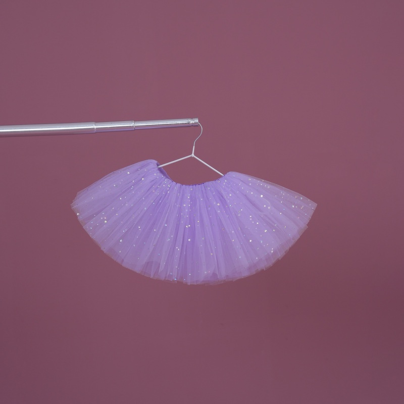 Chân Váy Múa Ba Lê Ngắn Màu Trắng Đính Kim Sa Lấp Lánh Dễ Thương Cho Bé Gái