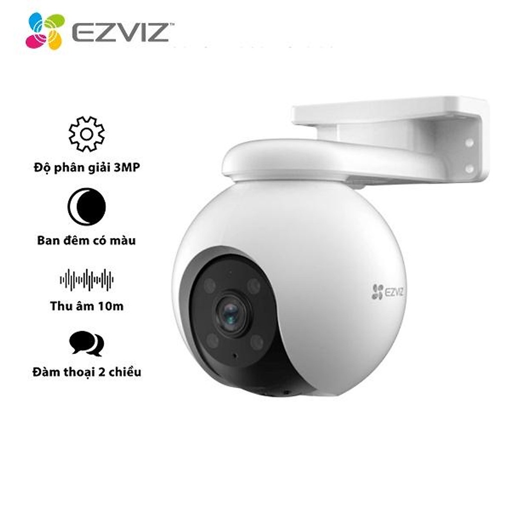 Camera Wifi Ezviz H8 3M 2K Quay 360 độ, Tính hợp AI, Đàm Thoại 2 Chiều, Có Màu Đêm - Hàng chính hãng