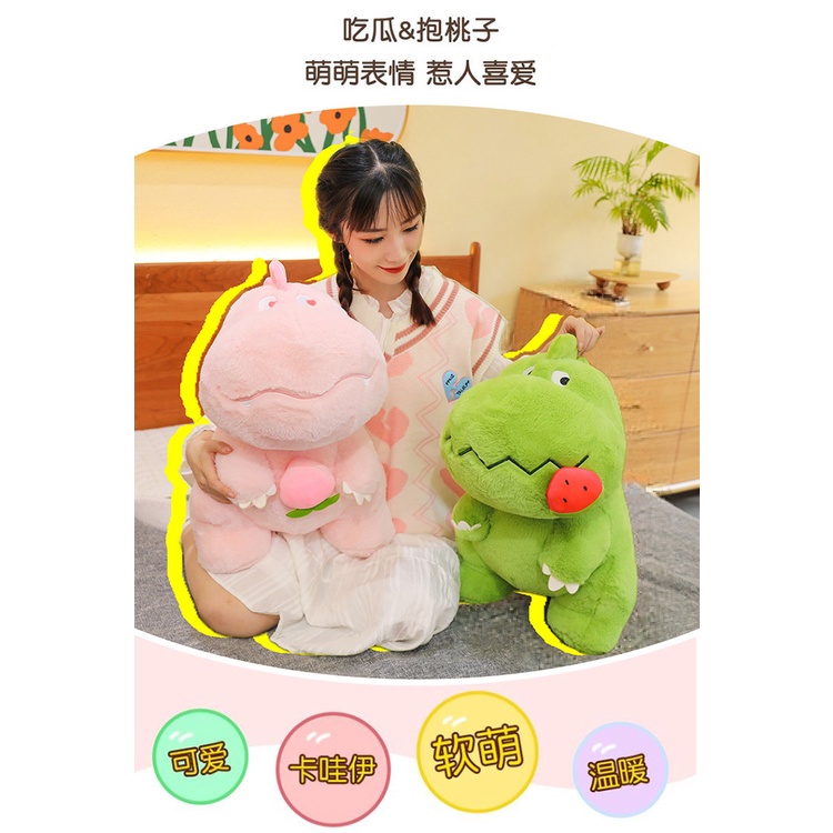 Mới Thú Nhồi Bông Hình Khủng Long Ăn Thịt Dưa Hấu Dễ Thương