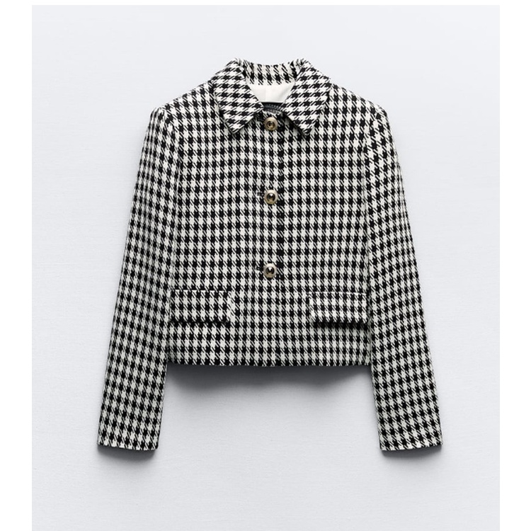 Zara Áo Khoác blazer Ngắn Họa Tiết Răng Cưa 23 Kiểu Sang Trọng Thời Trang Mùa Thu8046509